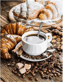 

Painting by numbers GX 31750 breakfast of Paris/coffee and croissants 40*50