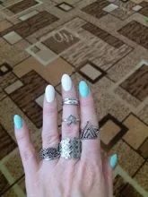 Tocona 6 unids/set Bohemia Color de plata antiguo Cross Arrow de diamantes de imitación negro anillos de encanto establece para las mujeres joyería de fiesta de кольца 3450