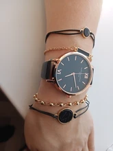 Reloj de pulsera analógico de cuarzo para Mujer, cronógrafo con correa de cuero de lujo, color negro, 5 uds.