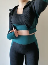 Sport Gym Suits Wear Yoga-Sets Running-Clothes Long-Sleeve Seamless Female Women Fitness