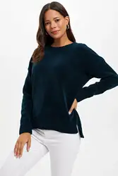 DeFacto Женская мода простой экипажи Пуловеры Одежда с длинным рукавом свободного кроя с надписью Повседневное пуловеры Для женщин Новинка