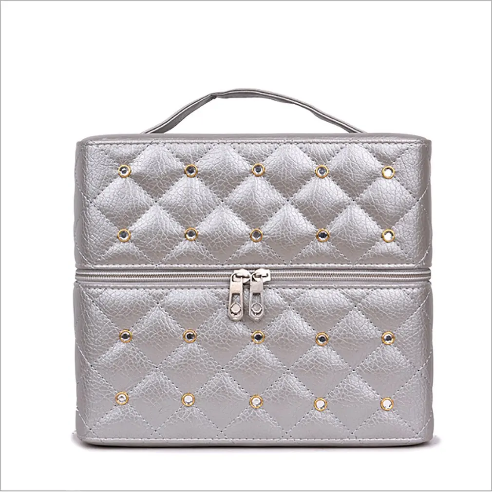 

Trend multi-layerPU Leather Cosmetic Box Multi Layer Make Up Bag Zipper Makeup Case Large Capacity Organizer Storage Bag