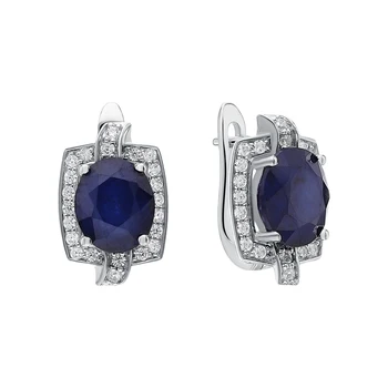 

Silver earrings with sapphires and cubic zirconia sunlight sample 925