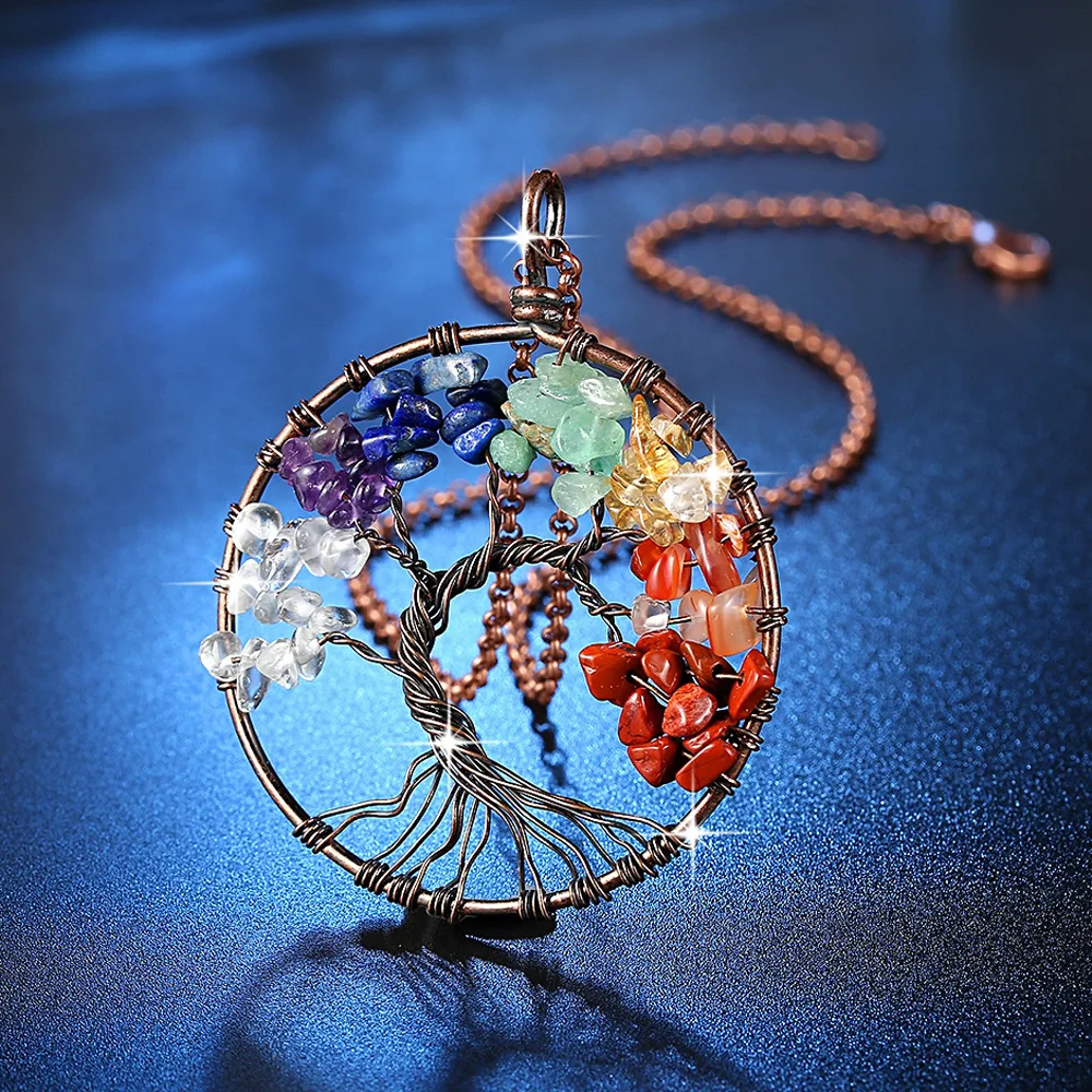 Chakra Stone Tree of Life Necklace – Maliks Fashion Boutique