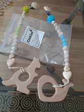 Mordedor de madera orgánico para bebé, mordedor en forma de Animal Natural, juguete de dentición, cuentas de silicona, regalo para bebé recién nacido, 2 uds.