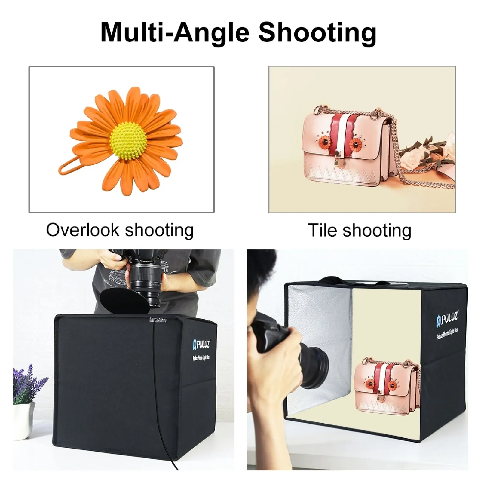 PULUZ Photo Studio Box 30CM Photography Lightbox Photo Shooting Tent Box Kit 6 Color Backdrop Dimmable Ring LED Light Softbox
