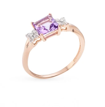 

Gold ring with amethyst and cubic zirconia sunlight sample 585