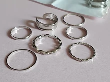 7 unids/set moda de Corea mezclado anillo geométrica redonda de Metal oro gemelos de Color plateado anillos abiertos de la joyería para las mujeres