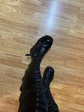 DORATASIA INS Marca novedosa-botas altas hasta el muslo para mujer, cuñas con plataforma y hebilla, parte inferior gruesa, zapatos de calle frescos