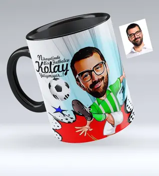 

Personalized Mr Football Player Green White Caricature Of Black Mug cup-1