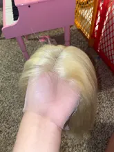 Luvin-pelucas frontales de encaje transparente para mujeres negras, cabello humano brasileño liso Remy, corto, Bob, desplumada, 613