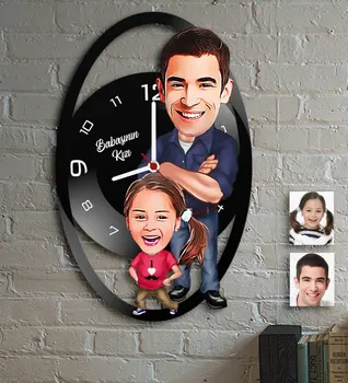 

Father's Day Custom Santa Claus Girl Cartoon Wooden Wall Clock-10