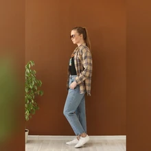 Plaid Shirt Tops Long-Sleeve Office Women Coat Loose Ladies Karsany And