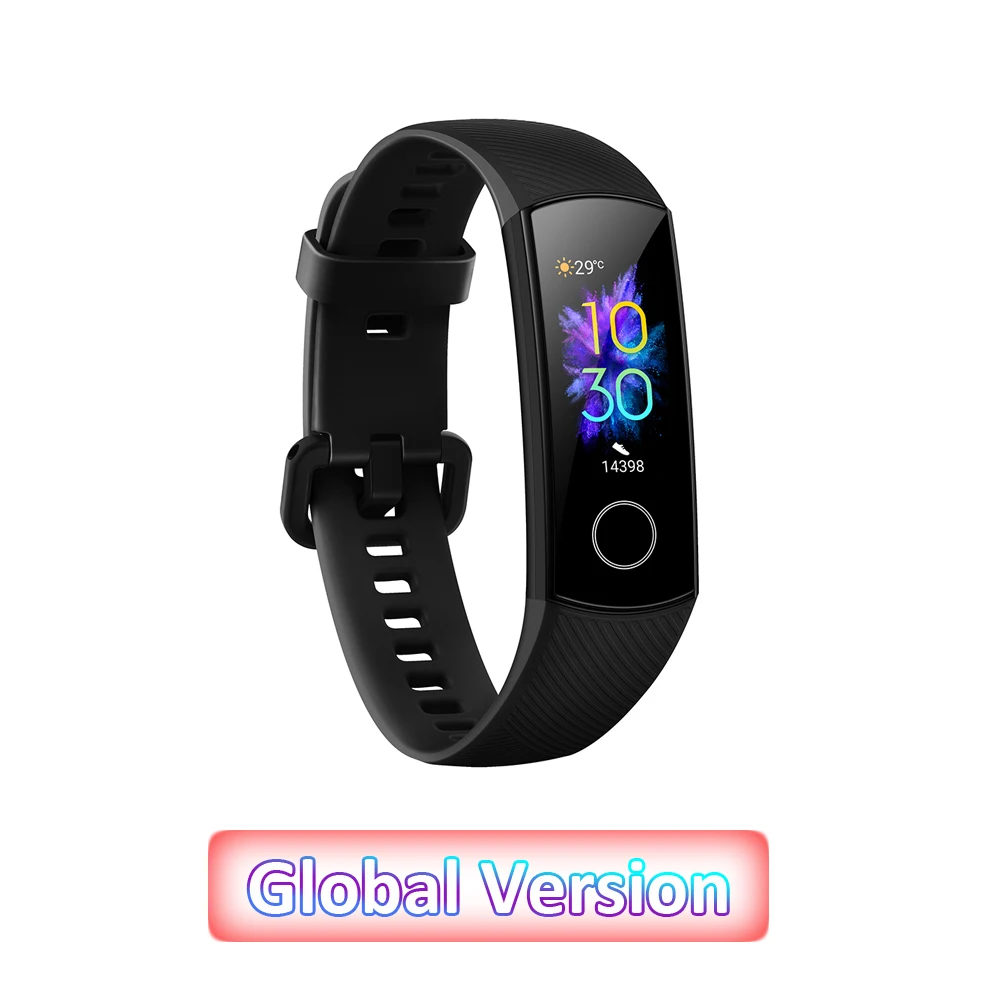 Global Versio huawei Honor Band 5 4, умный Браслет, умный браслет, шагомер, сенсорный экран, для плавания, сердечного ритма, сна, монитор - Цвет: Black Band 5