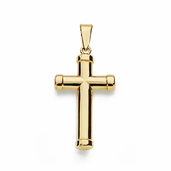 

Gold Cross Pendant 18k plain 24mm. Stick oval unisex