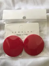 CWEEL-pendientes de tuerca para mujer, joyería de tendencia redonda, Estilo Vintage, gran círculo acrílico, bohemios, grandes colores geométricos, accesorios rojos