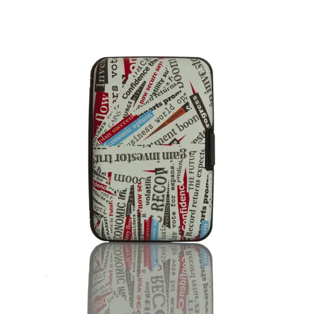 

Biggdesign Metal Lid Business Card Holder, 6 Different Sections, Security Lock, Magazine Patterned Design