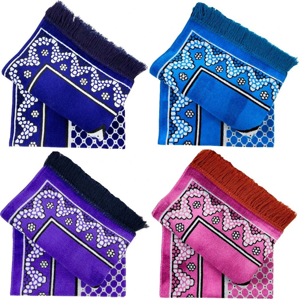 Исламский бархатный молитвенный коврик арабский Sajjada с ворсом Salah Namazlik красочный