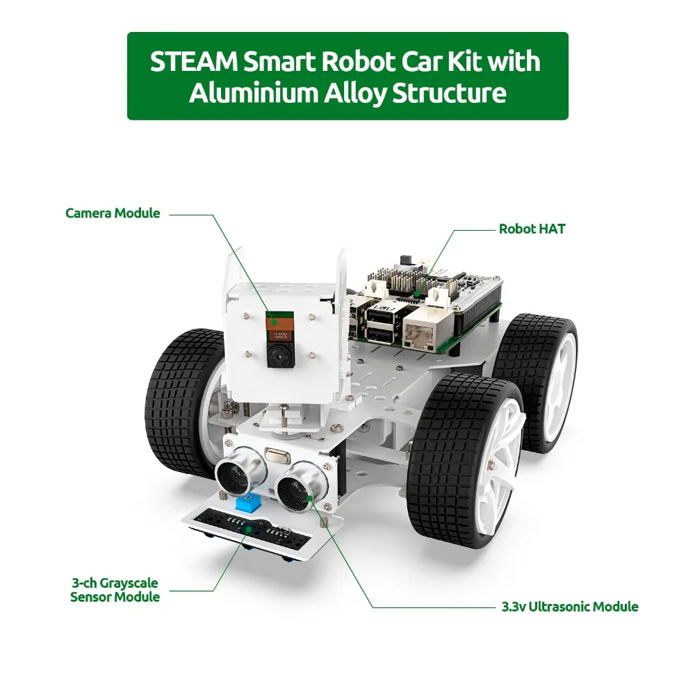 SunFounder Raspberry Pi Smart Video Robot Car Kit,Support Ezblock visual programming/ Python Programming Electronic DIY Robot Ki