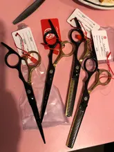 Tijeras para cortar el pelo de acero japonés, juego de tijeras para cortar el pelo de dragón púrpura de 6 pulgadas, para corte de pelo, 1001 #