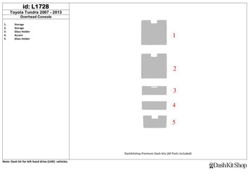 

Interior lining for Toyota Tundra 2007-UP. Set L1728.