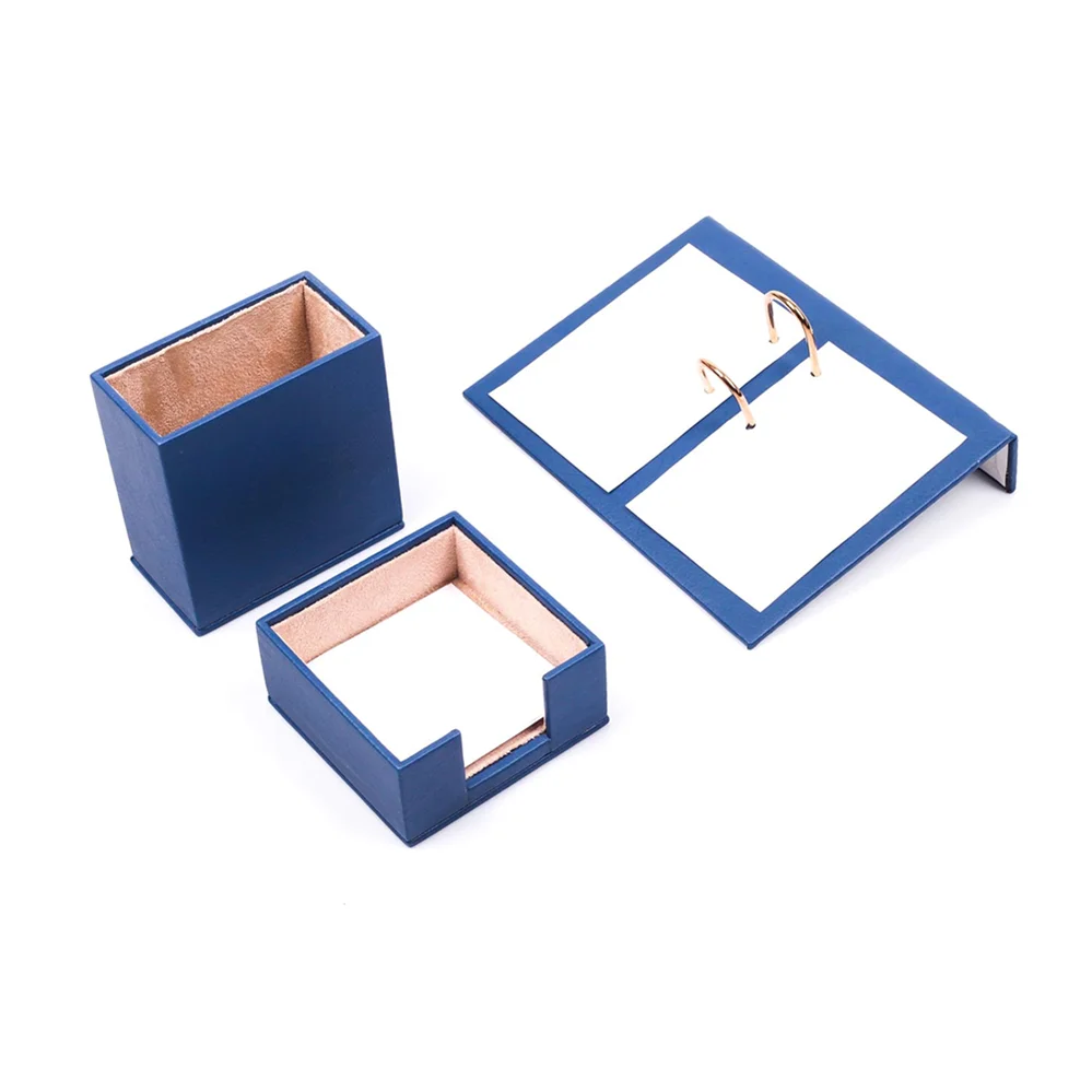 Blue Трехместный Рабочий стол Set / Pen Box, календарь держатель, держатель для бумаги Примечания - Цвет: Blue