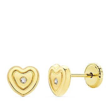

Earrings 18K yellow gold heart zirconia. 6,5X6 M Ref. 18972