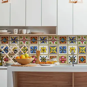 

Packaging 24 tile size 20x20 cm - Made in Italy PVC for bathroom and kitchen stickers Design flowers Vietri