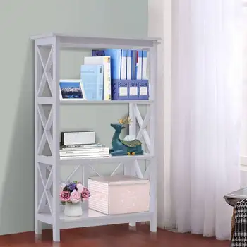 

Bookcase wooden Bookcase 3 Levels Bookshelf Decorative Open Organizer Library Multifunctional 30x7