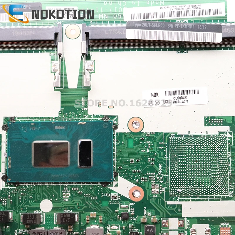 Promo  NOKOTION For Lenovo Thinkpad L480 L580 laptop motherboard FRU 01LW377 EL480 EL580 NM-B461 MAIN BOAR