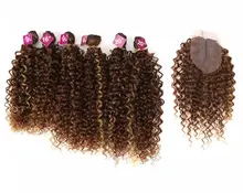 FASHION IDOL-mechones de pelo sintético rizado Afro, malla con división frontal con cierre, extensiones de cabello falso tejido de 16-20 pulgadas