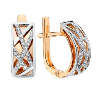 

Gold earrings with diamonds sunlight sample 585