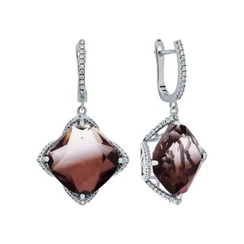 

Silver earrings with sitals and cubic zirconium sunlight sample 925