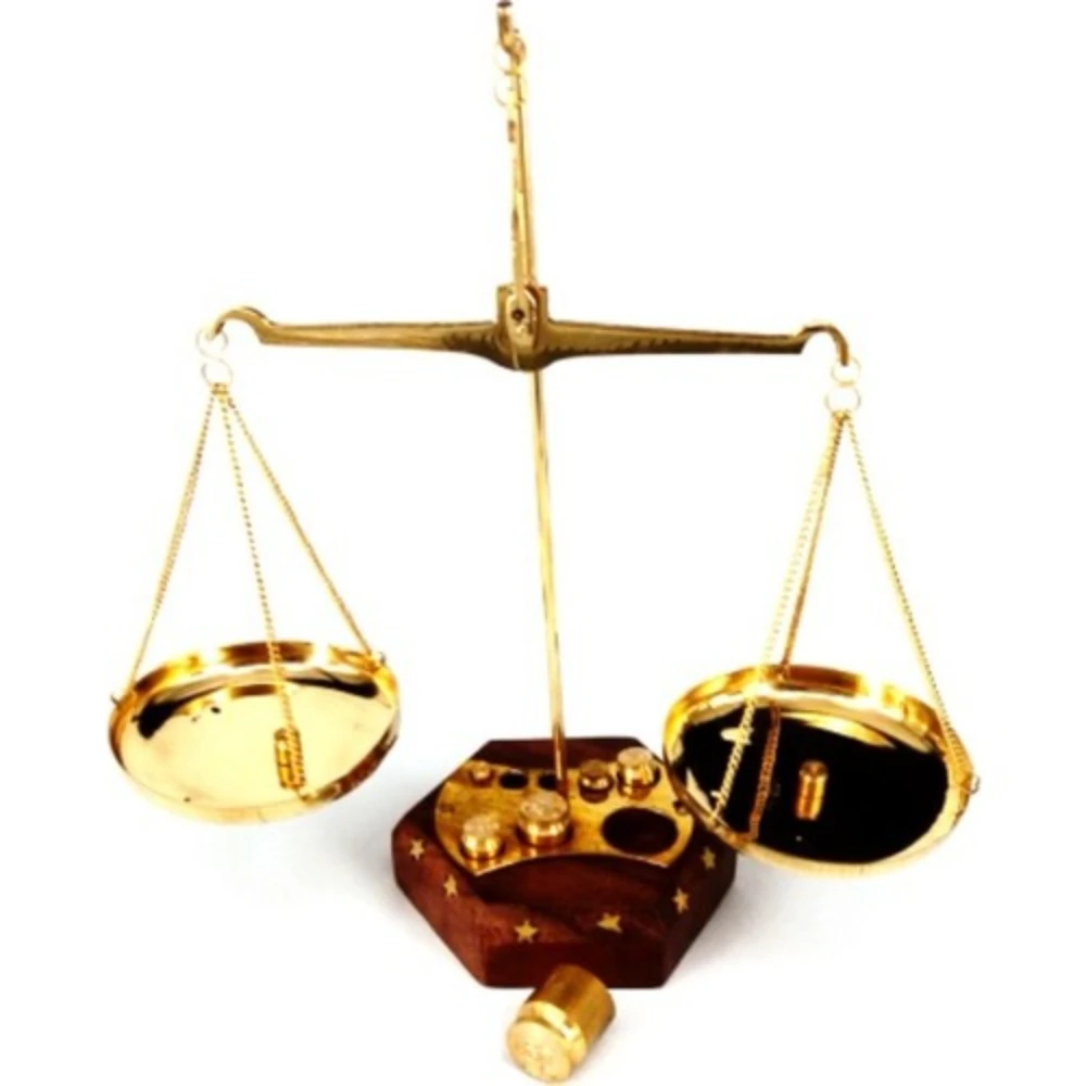 Brass Weighing Scale Balance Tarazu Weights Measure Showpiece