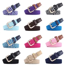 Pin Buckle Elastic Stretch Belt Thin 2cm Wide Woven Canvas Belts Multicolor for Jeans Dress Casual Fashion Gifts for Girls Women