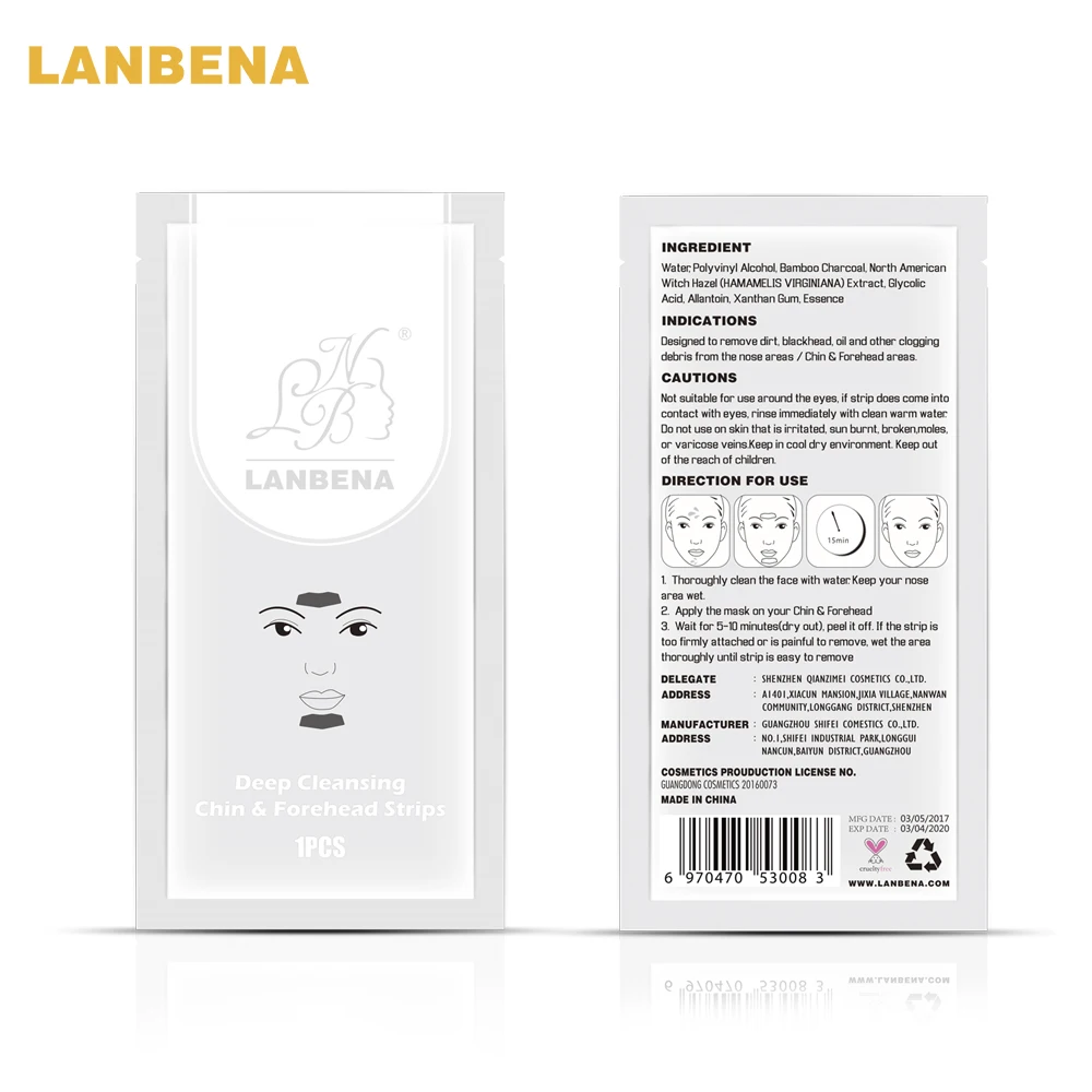 LANBENA для удаления угрей Нос Маска+ подбородка лба черных пятен, маска для лица, для лечения прыщей, пористая полоска черная маска пилинг для ухода за кожей