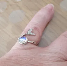 Anillo ajustable con forma de luna y cola de Plata de Ley 925 auténtica para mujer, joyería fina con personalidad, accesorios elegantes para fiesta