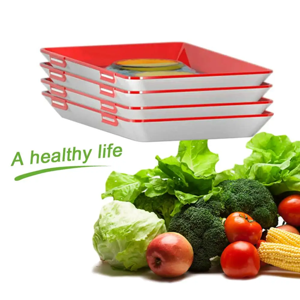  6pcs Clever Tray Creative Kitchen Items Food Container Set Food Fresh Storage Microwave Cover Food  - 4000149033158