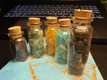 Wishing-Bottle Polished-Stones Glass Birthday-Gifts Natural Crystal Home-Decor Lucky