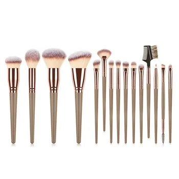 

15PCs Makeup Brushes Premium Synthetic Contour Concealers Foundation Powder Eye Shadows Makeup Brushes with Champagne Gold Coni