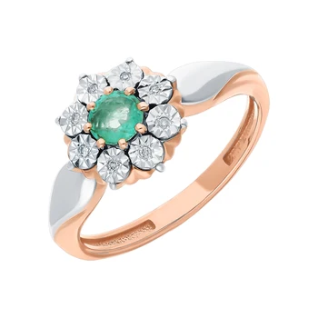 

Gold ring with emeralds and diamonds sunlight sample 585