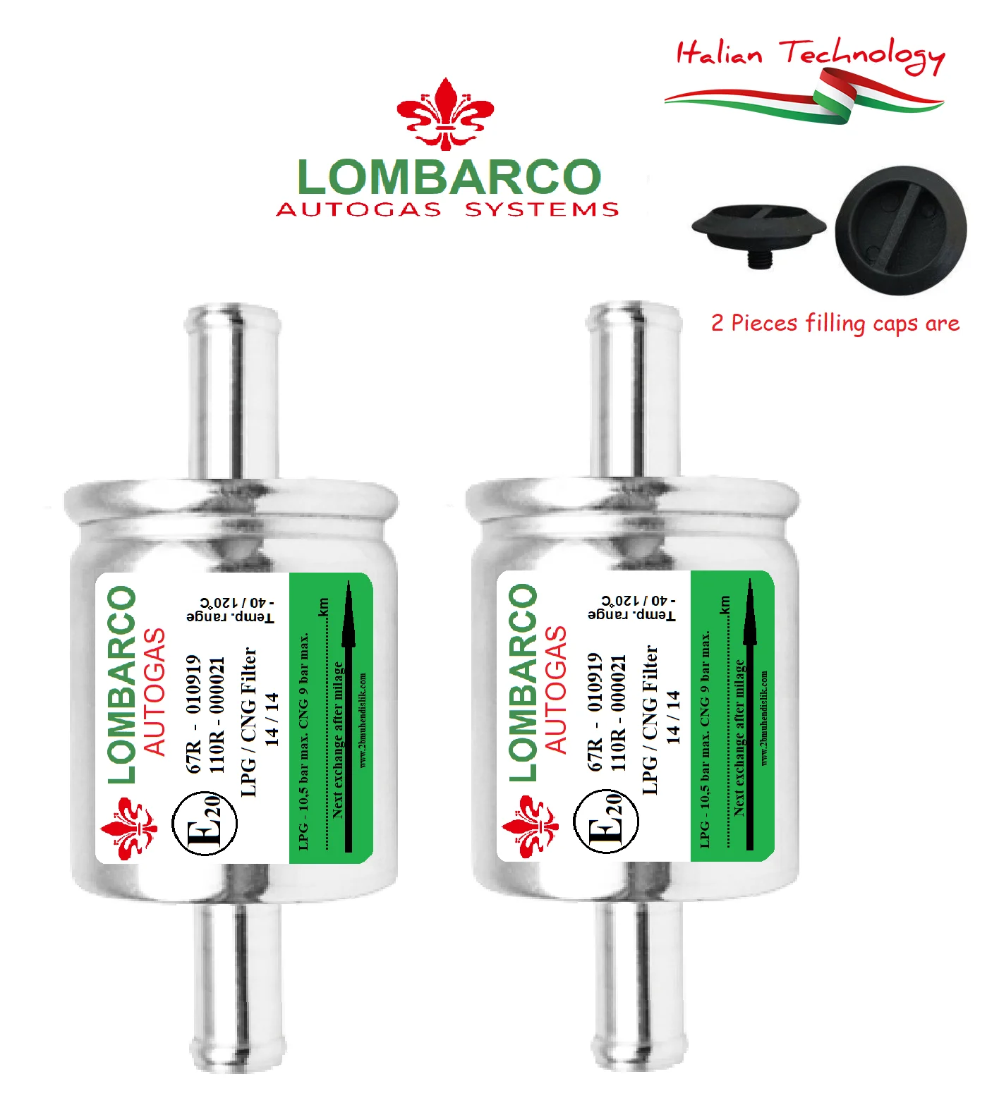 

LPG CNG GPL Lombarco Filters x2 Pieces Landirenzo Landi TA Type 14x14mm