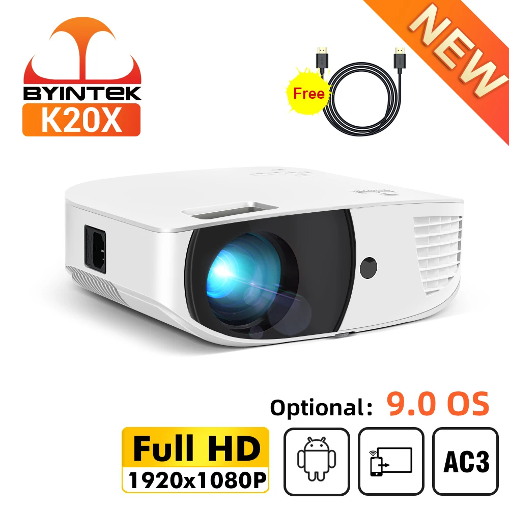 BYINTEK K20X Full HD Native 1920*1080P Smart Android WIFI LED Video LCD Home Theater Projector for Smartphone 3D 4K Cinema