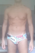 BOOOOM-bañador de dibujos animados para hombre, ropa de baño con/sin esponja, estampado de O-O-OPS, pantalones cortos de playa, bañadores para hombre Gay