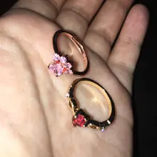 Anillo ajustable con apertura de anillos de Color dorado para mujer, con diseño de garra de gato y pata de oso, boda romántica, cristal Rosa CZ, regalos de amor, joyería
