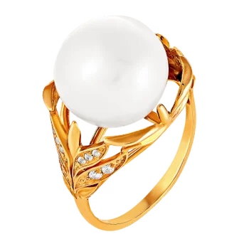 

Примаэксклюзив ring with pearls and cubic zirconia in red gold