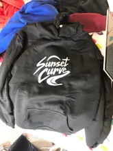 Sudaderas con capucha para mujer, ropa de calle cálida, divertida, curva al atardecer, Kawaii, de invierno