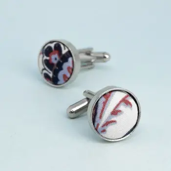 

Cufflinks jewelery with blue fabric (53195)