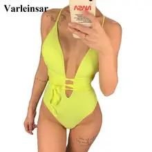 Женская одежда для плавания, сделай сам, длинный ремешок, вокруг, Цельный купальник, женский купальник, глубокий v-образный вырез, купальный костюм, купальник, боди, V1064Y