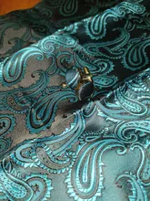 Vestido Formal de seda verde azulado Paisley 100%, chaleco de caballero, Chaleco de fiesta de boda, corbata, broche, conjunto de bolsillo a cuadros, DiBanGu